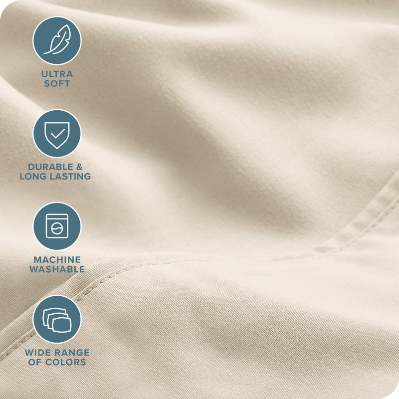 Bare Home Hotel Luxury King Sheet Set, Extra Soft - 6 Piece Set - Deep Pockets - Easy Fit - Cooling & Breathable - Wrinkle, Fade, Stain Resistant - Includes 4 Pillowcases (King, Sand) - Image 4